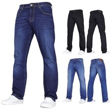 Crosshatch Mens Jeans Straight Leg Stretch Denim Regular Fit Work Trousers Pants