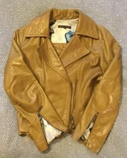 Laundry Industry Khaki Biker Leather Jacket Size 2