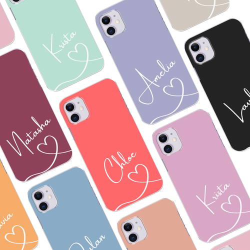 FUNDA DE SILICONA PERSONALIZADA PARA TELÉFONO PASTEL NOMBRE CORAZÓN PARA IPHONE 13 12 11 14 - Imagen 2 de 19