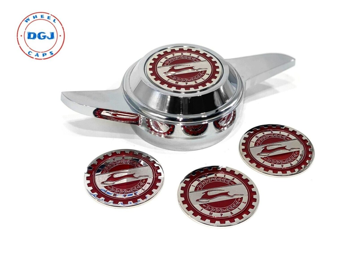 Impala Candy Red on Chrome Lowrider Knock-Off Metal Chips Emblems