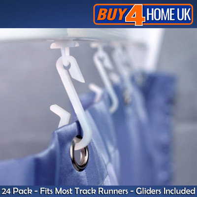Replacement White Shower Curtain Hooks & Gliders - Bath Rail Track Pack ...