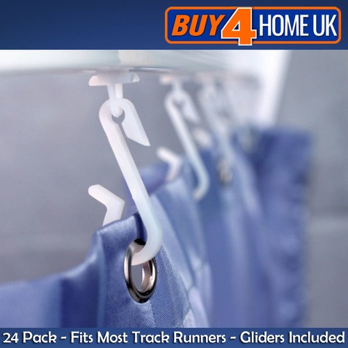 Replacement White Shower Curtain Hooks & Gliders Bath Rail Track Pack