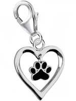 Pfote Herz Charm 925 Sterling-Silber Herren Damen AnhäNger FüR Armband Tierpfote