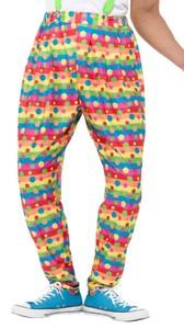 Mens Bright Colourful Spotty Striped Baggy Clown Trousers Circus Fancy Dress Ebay