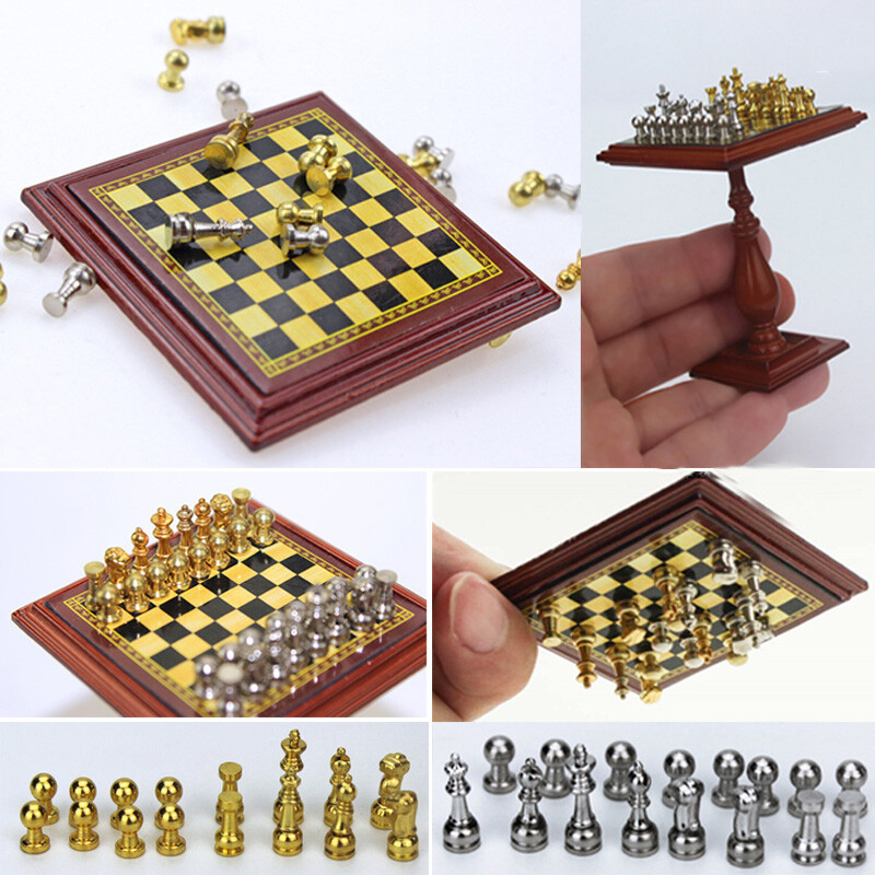 Set Scacchi In Miniatura In Metallo Per Casa Delle Bambole – Scala 1:12, Giocattolo Decorazione