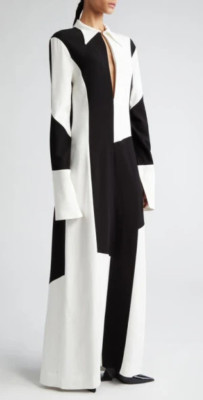 New Women's Bite Studios Fabulous Colorblock Long Sleeves Maxi Dress Gown US 4