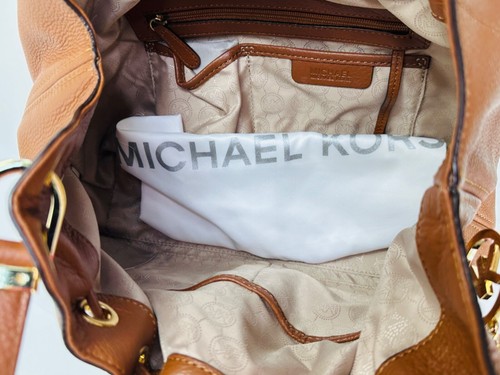 Michael Kors Camden Drawstring Leather Shoulder Tote Brown Large - Picture 8 of 11