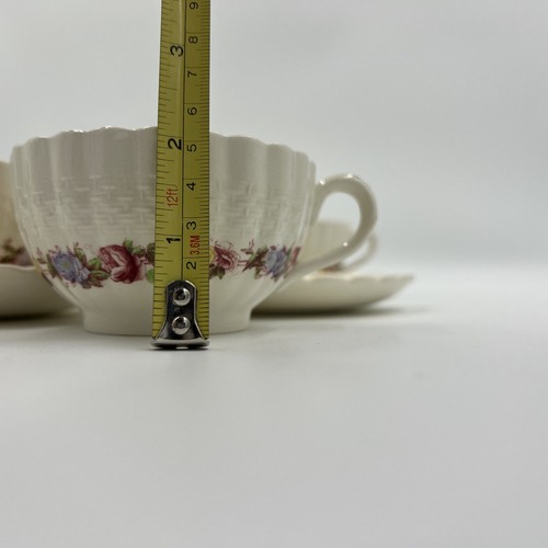 Copeland Spode Rose Briar Set Of (4) Footed Tea Cups And Saucers (Crazing) - Picture 11 of 12