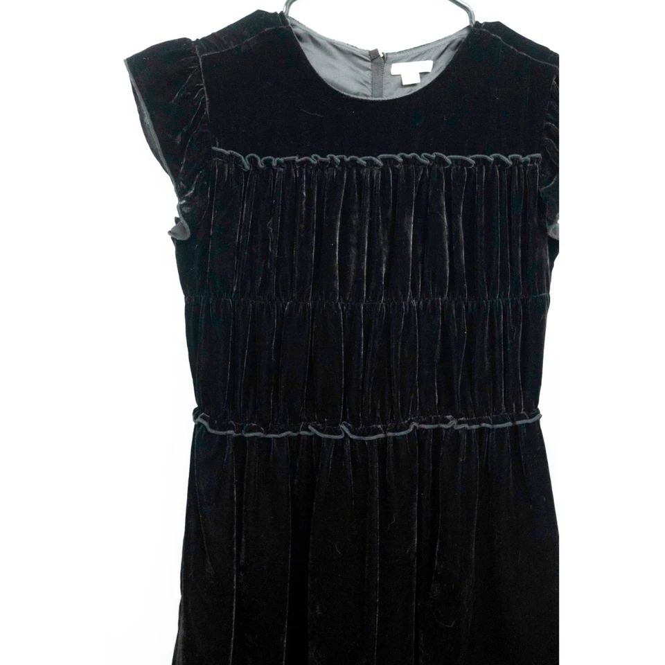 Vestido Elsa Crewcuts J Crew Negro Terciopelo Niñas Formal Vacaciones Cremallera Espalda Calado 14 Foto 4 de 4