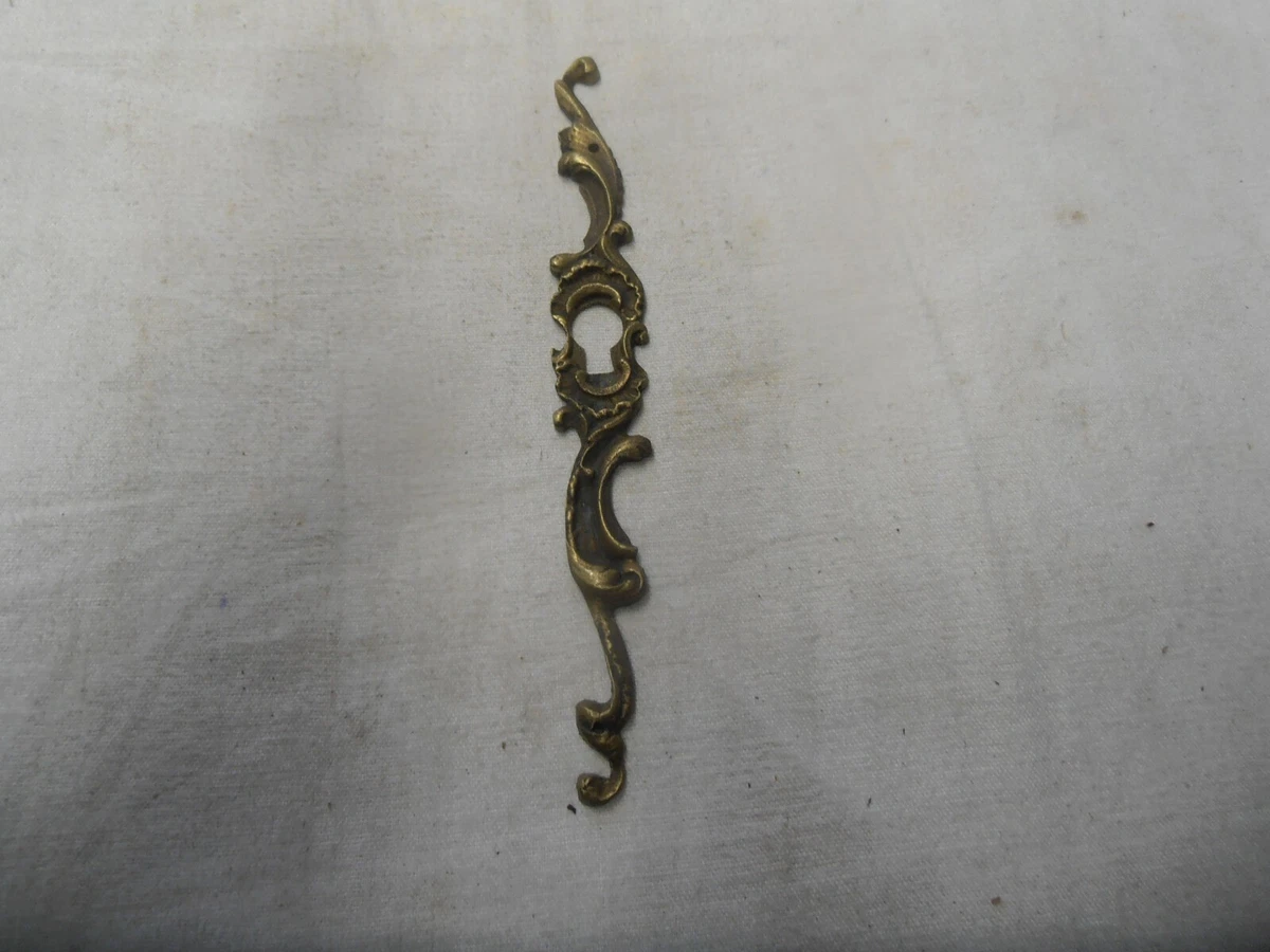 Entrée De Serrure En Laiton Ancienne - Motif Fleurs - 13,3 X 8,4 Cm