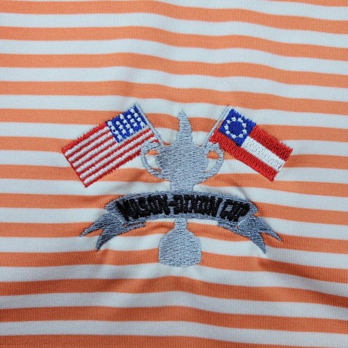 Bermuda Sands Orange Stripe Polo with Mason Dixon Cup Logo Men's Size 3XL - Picture 3 of 10