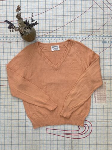 Vintage Christian Dior Monsieur V-Neck Knit Sweater Fits Small Orange - Picture 4 of 9