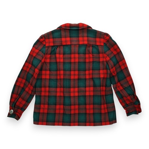 VINTAGE PENDLETON 40s Wool Plaid Tartan Flannel 49er Jacket with Shell Buttons - Bild 2 von 6