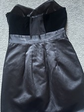 Young Girls Prom Dress , Short Black Satin And Velvet Strapless Dress