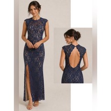 City Triangle Dark Navy Blue Sequin Sparkle Maxi Formal Gown Women s Size S/4