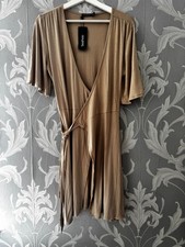 Image of Boohoo ladies beige wrap dress size 10 new