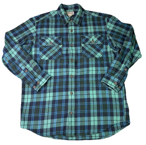 Duluth Trading Co Mens Medium Blue Plaid Long Sleeve Heavy Flannel Shirt - Picture 2 of 10