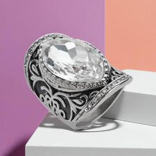 Ladies BIG Crystal Ring Designer Stainless Steel Jewelry 103