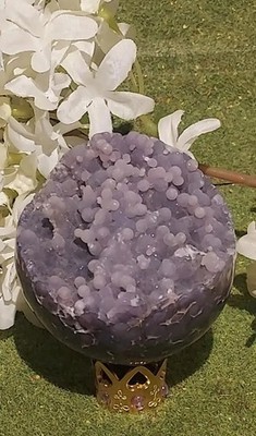 Traubenachat / Lila Botryoidaler Chalcedon natürliche Mineralkugel 280g (B2)