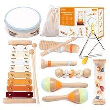 Toddler Musical Instruments Sets, Montessori Wooden Percussion Educational Ba...