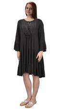 Womens Crochet Lace Floral Flutter Sleeve Cover Up Dress Black X-Large