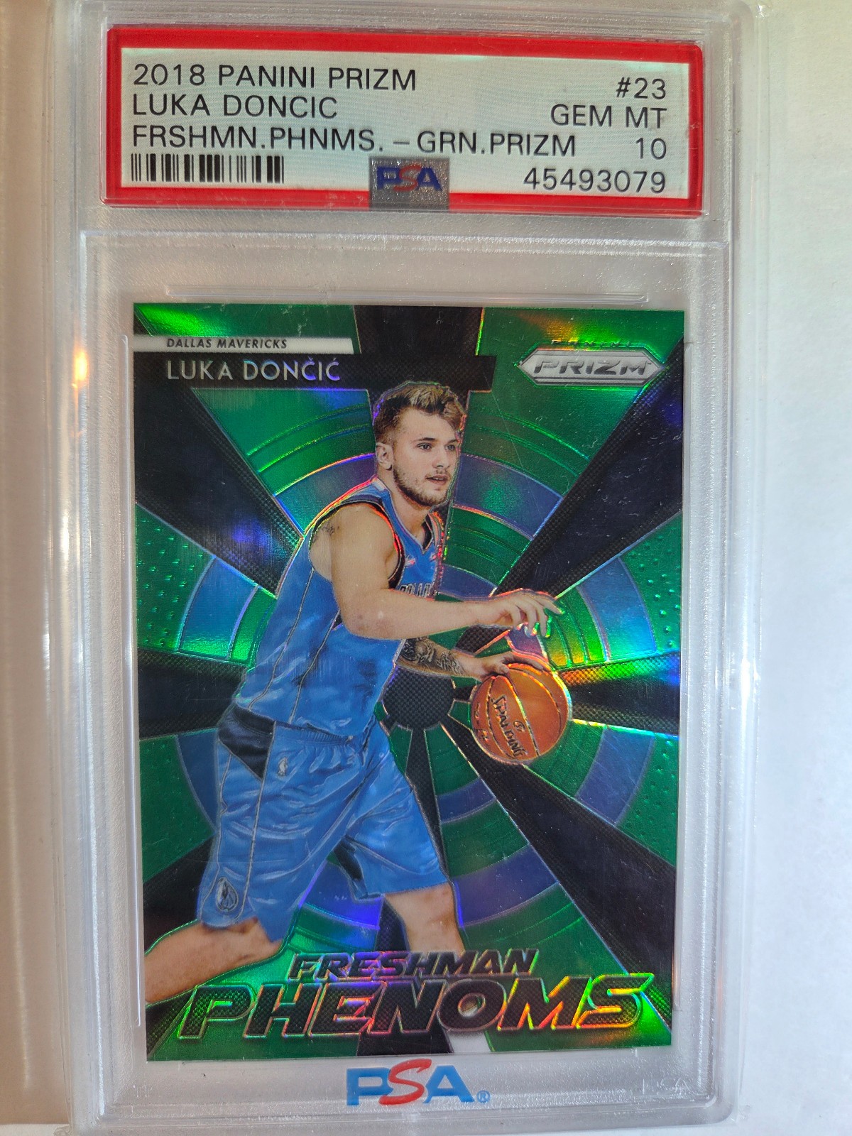Luka Doncic 2018 Prizm Rookie Freshman Phenoms #23 Green Parallel PSA 10!
