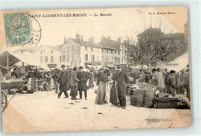 51891094 - Saint-Laurent-sur-Saone Market Scene Bourg-en-Bresse 1905