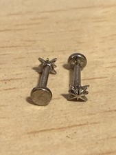Starburst Stecknadel 3,5 mm versilbert Titan Labret 2er Set - 18 g - 6 mm Stab