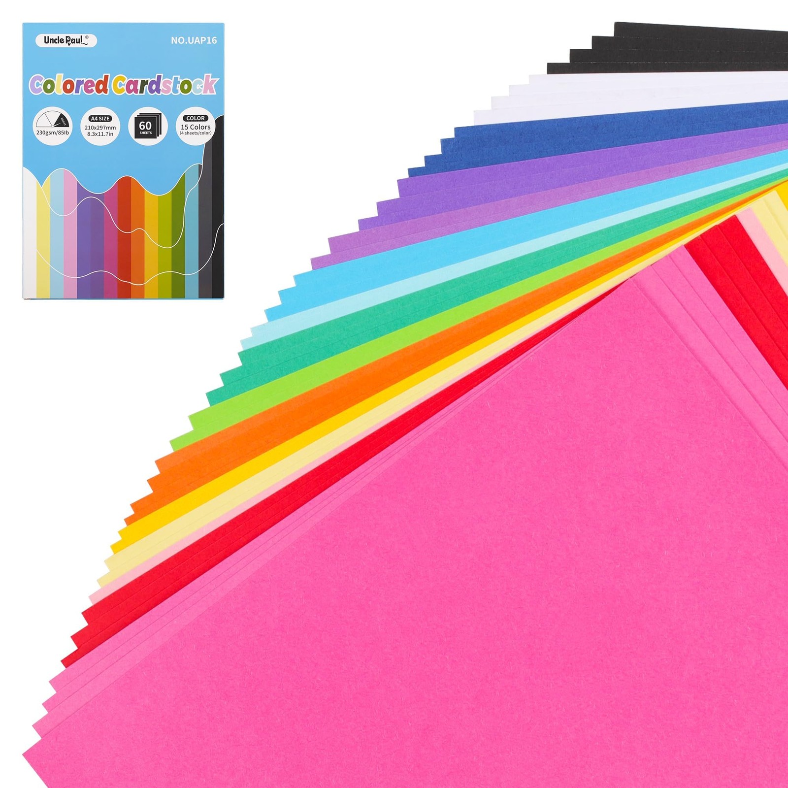 Papier cartonné coloré A4 15 couleurs pour loisirs créatifs