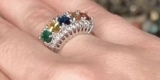 Sterling Silver Ring With Multicolor Quartz Stones. Size 7 EUC