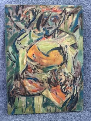 WILLEM DE KOONING painting  oil on canvas signed stamped vintage