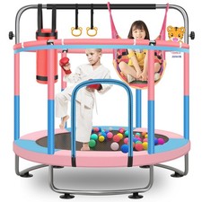 Toddler Trampoline 5FT 880lb Adjustable Enclosure Net Basketball Hoop 3-10 Kids