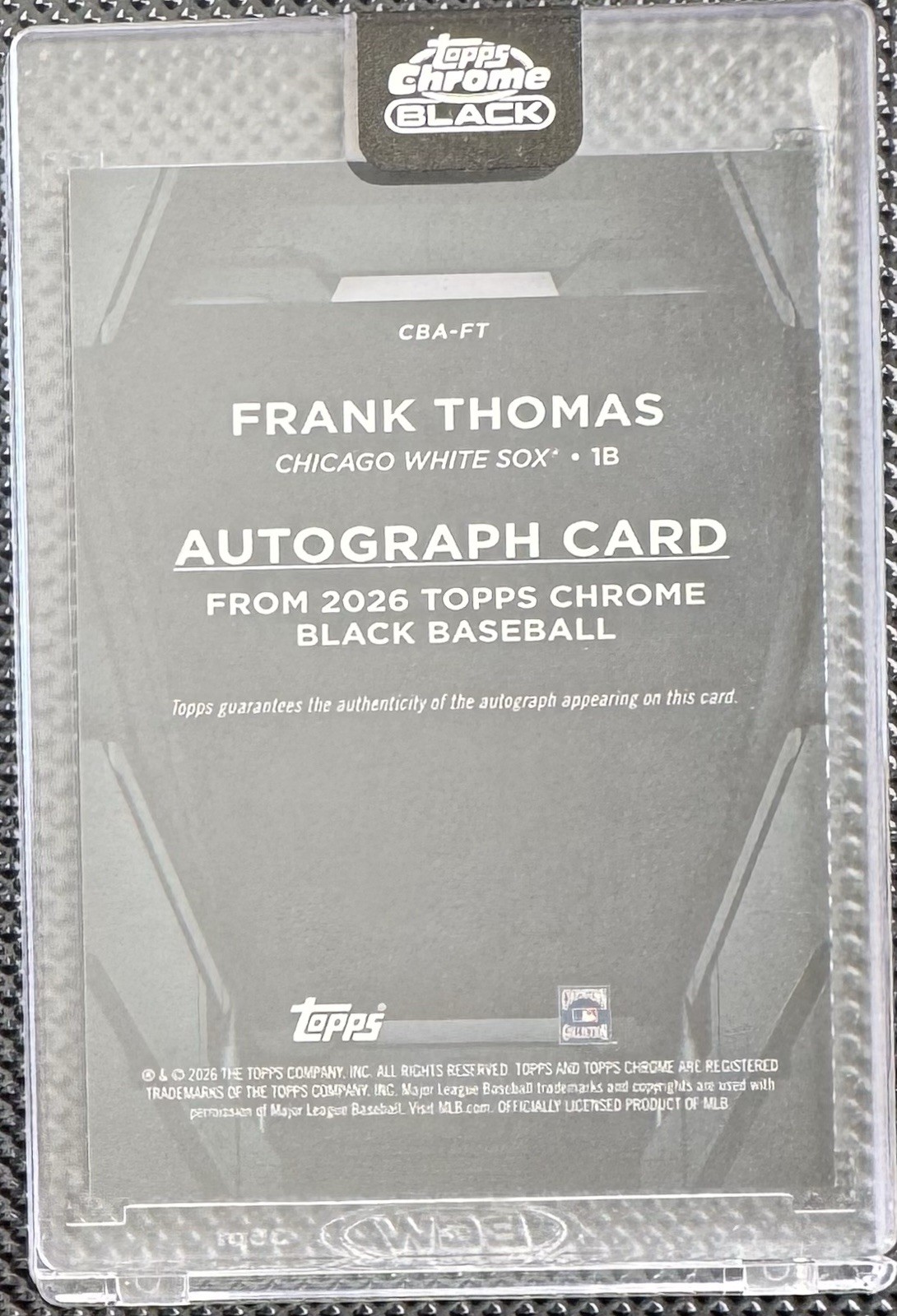 Frank Thomas Auto /50 2026 Topps Chrome Black Gold Mini-Diamond Autograph Card view 2