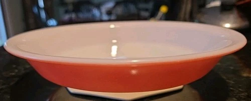 FLAMINGO Pink PYREX Glass Pie Plate #909 VTG Dish 9 3/8" Milk Glass EUC/MINT