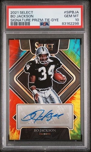 2021 Panini Select Bo Jackson Tie Dye SSP Auto /25 Raiders PSA GEM MINT 10