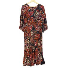 Kachel Anthropologie Multicolor Puff Sleeve Maxi Dress 3X Cottagecore Dopamine