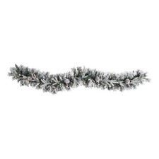 Pemberly Row 6ft Flocked Christmas Garland with Pine Cones  35 Warm White LED