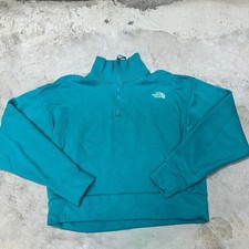 The North Face Womens Small Pullover Sweatshirt Quarter Zip Teal Blue Athleisure