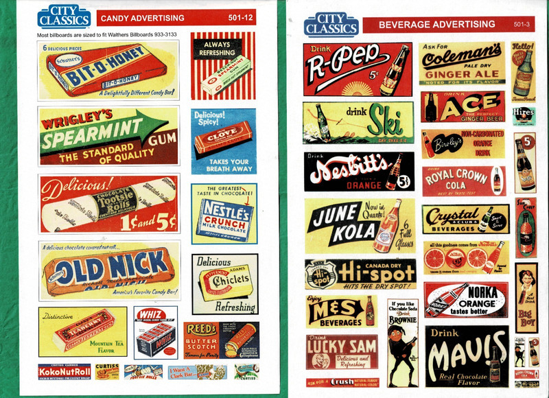 Advertising Signs by City Classic Lot of 2 - 8 In. Sheets - HO Scale