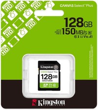 Genuine Kingston Canvas Select Plus GEN3 128GB SD SDXC Card 100MB/s, V30, UK