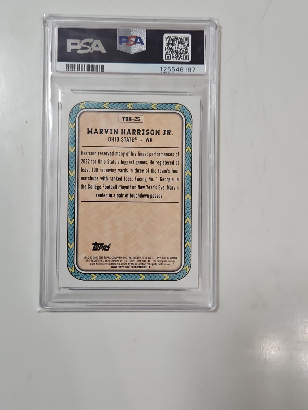 2023 Bowman University Chrome - The Big Kahuna Marvin Harrison Jr. Psa 9  (RC)  view 4