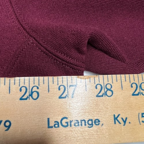Vintage 2000er Russell sportlicher Pullover Sweatshirt mit Rundhalsausschnitt weinrot unbedruckt 2XL - Bild 7 von 10