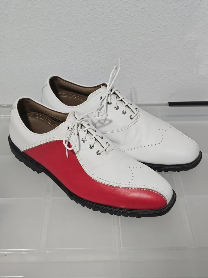 Footjoy Icon Golf Shoes White Red Stripe Men Size 13 - Image 4 of 4