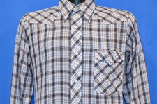 vtg 70s WRANGLER RAINBOW TAG RED BROWN PLAID WESTERN PEARL SNAP COWBOY SHIRT 18