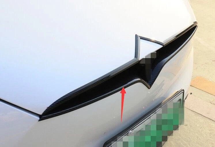 Tira de parrilla del capó central del parachoques delantero de fibra de carbono 2016-2021 para Tesla Model X Foto 4 de 4