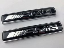 2 X MERCEDES AMG BLACK Side Wing Badge Emblem  C E A S SL SLK CLASS 