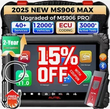 2025 Autel MaxiSYS MS906MAX MS906 MAX Full Scanner Tool ECU Coding CANFD FCA SGW