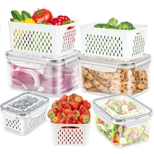 Fruit Storage Containers for Fridge, 4 Pack Produce Saver Vegetable Container...