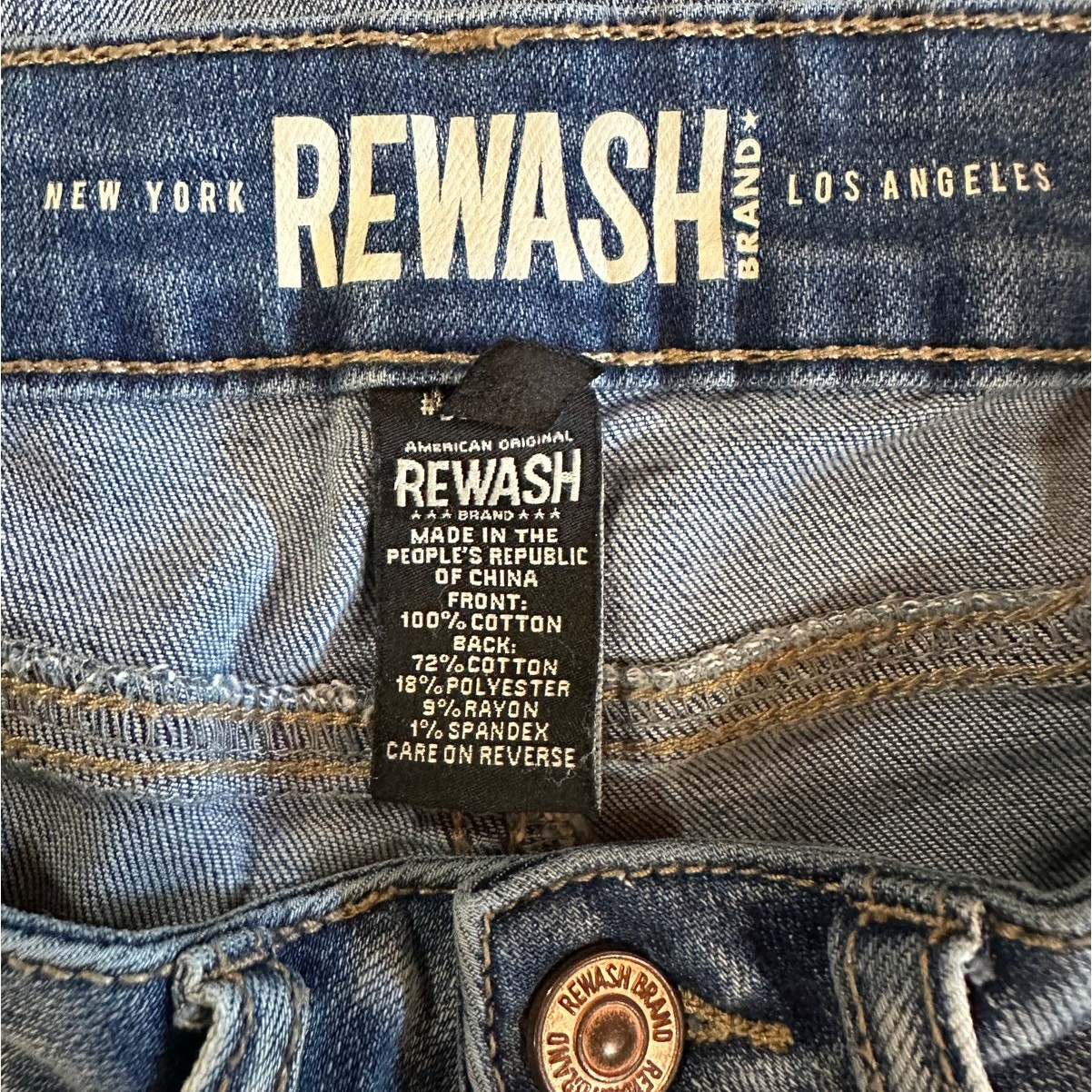 Rewash High Rise Vintage Reunion Distressed Hem Button-Fly Jeans Sz 1/25