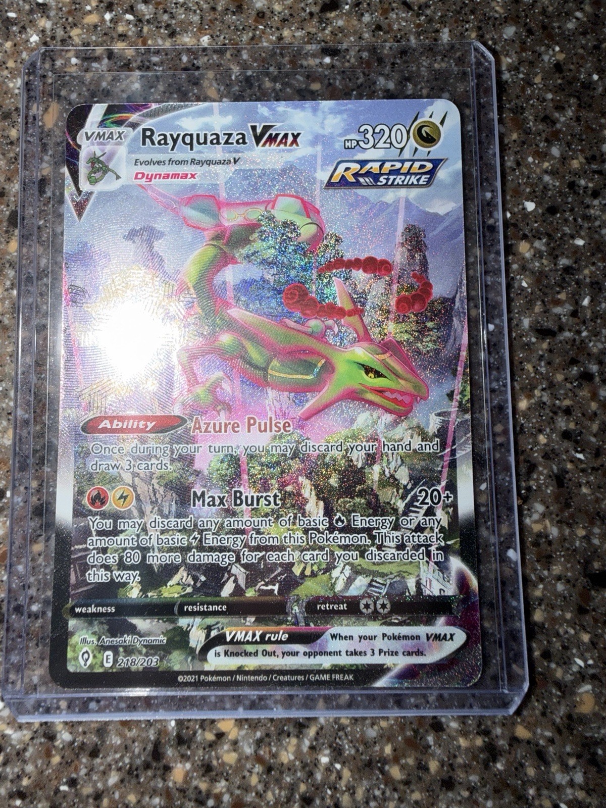 Rayquaza VMAX (Alternate Art Secret) 218/203 SWSH07: Evolving Skies Holo